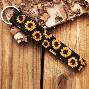 Black Sunflower Print Keychain Item